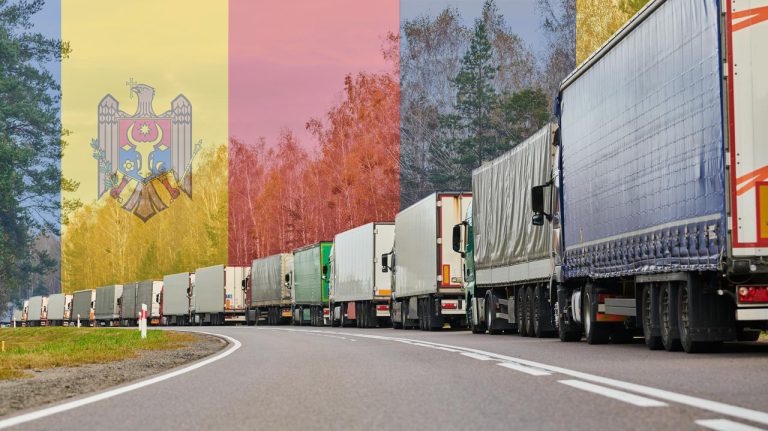 Mileage of trucks near the border between Moldova and Romania
