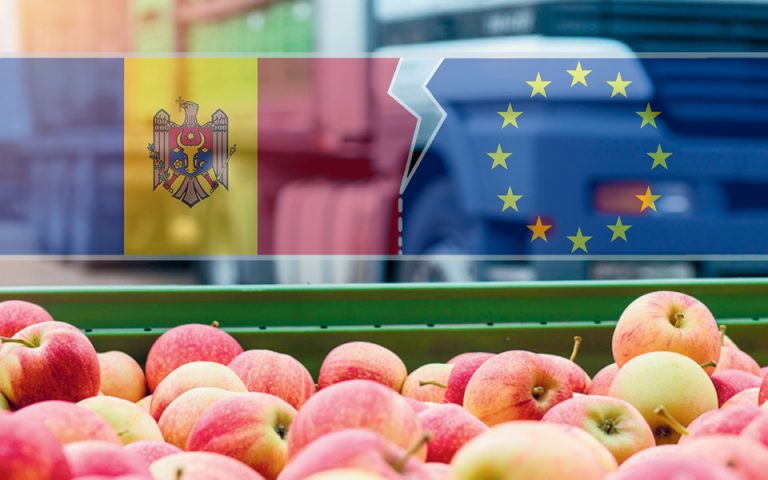 How many fruits and vegetables did Moldovan farmers export to the EU in half a year?