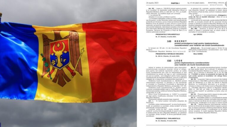 The law by which Romanian becomes the official language in Moldova, published in the Official Gazette
