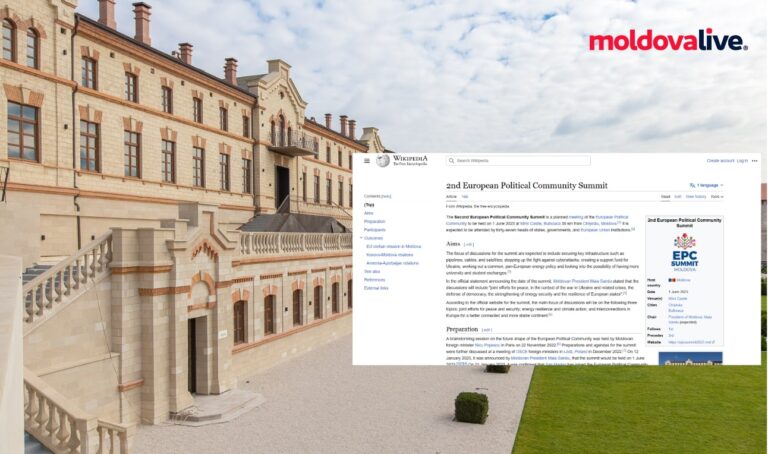 The Wikipedia website appeared with a section dedicated to the Summit of the European Political Community, which will be held in Chisinau