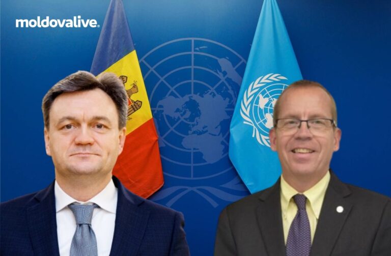 Dorin Recean and Simon Springett discuss the achievements of the UN-Moldova cooperation framework in 2023