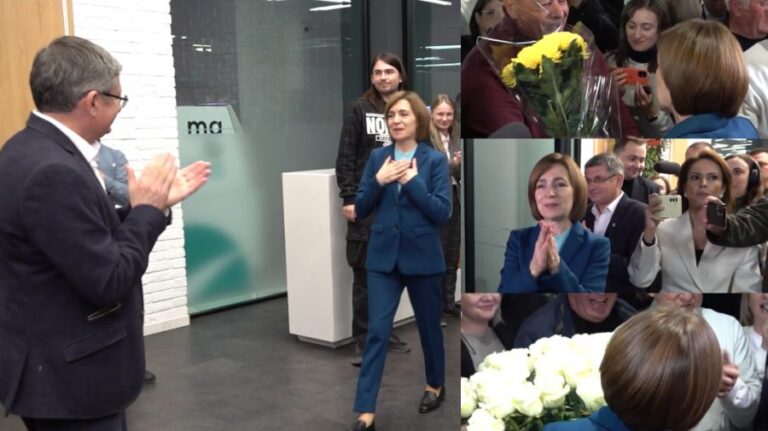 (VIDEO) Maia Sandu, greeted with applause and flowers following her victory over Alexandr Stoianoglo in the presidential election