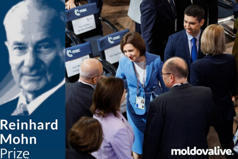 Maia Sandu, honored in Germany with the Reinhard Mohn Prize. The funds will be donated to her hometown