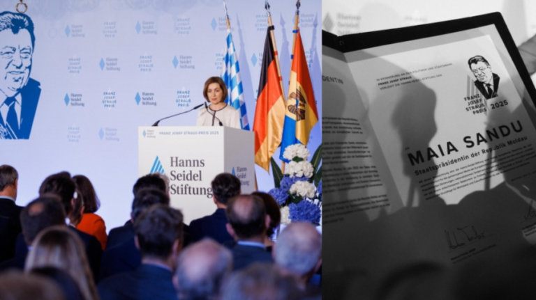 Maia Sandu received the Franz Josef Strauss Award. She will donate €10,000 to preserve Eugen Doga’s heritage