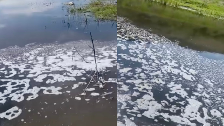 Suspicious leaks into the Raut River continue: Foam has been spotted in the water again. Samples will be taken