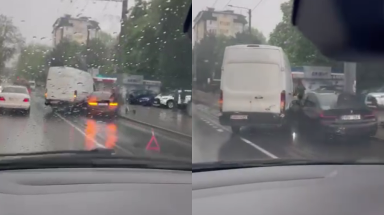 (VIDEO) Accident in Chisinau: A BMW and a Mercedes collided after failing to yield the right of way