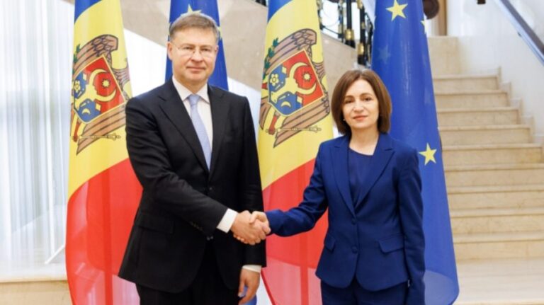 Maia Sandu and EU Commissioner Valdis Dombrovskis Discuss Moldova’s Economic Integration